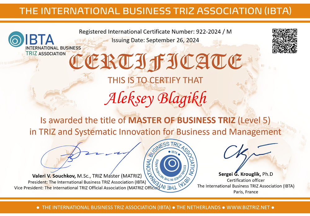  First two titles of 'Master of Business TRIZ